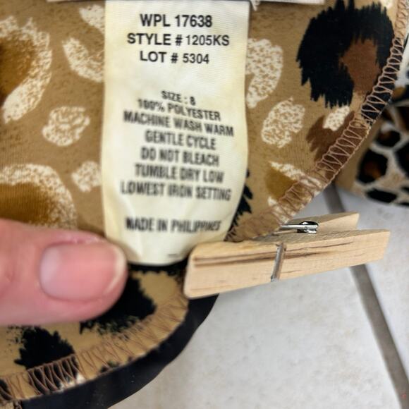 Leopard Animal Print Vintage midi Dress Sz 8 Mobwife Old Money Classic - Picture 9 of 9